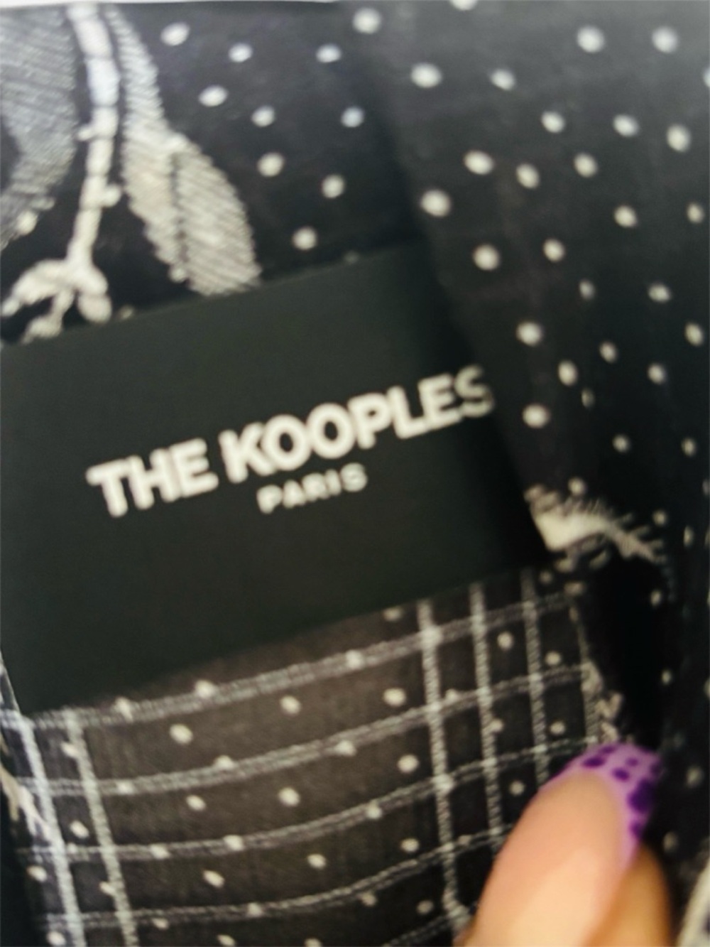 The Kooples Black and White Mixed-Pattern Dress